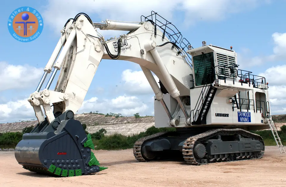 White heavy machinery equipment-excavator.